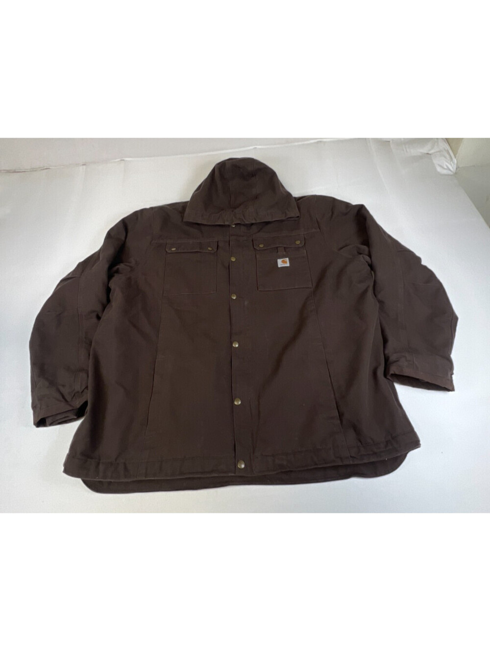 Carhartt 103826 DKB Men 3XLT Cotton Canvas Sherpa Lined Hooded Workwear Jacket